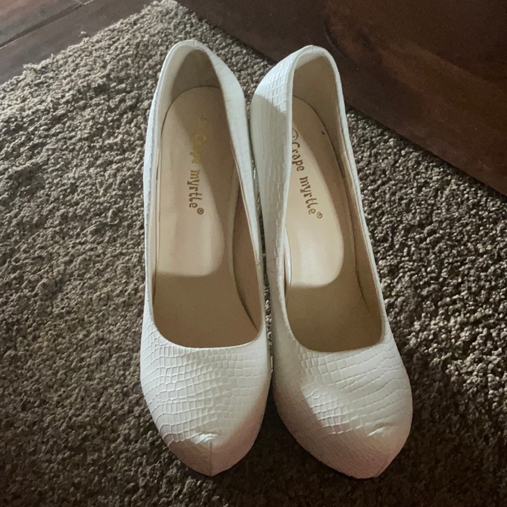 White platform high heels shoes
